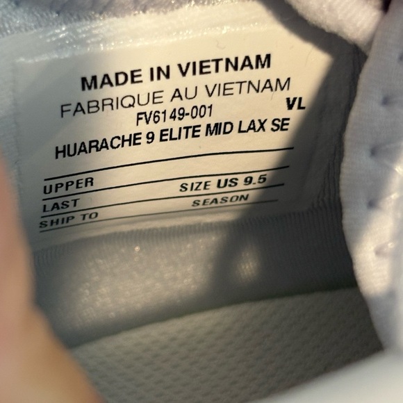 Nike Huarache 9 Elite Mid Lax SE Lacrosse Cleats Mens 9.5 White FV6149-001 - Picture 9 of 9